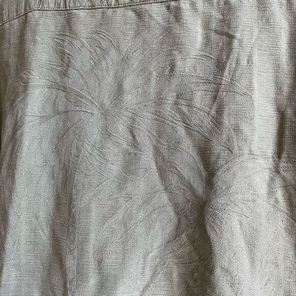 Paradise Blue Mens Luau Camp Button Up Shirt M Sage Green Hawaiian Embroidered - Picture 5 of 7